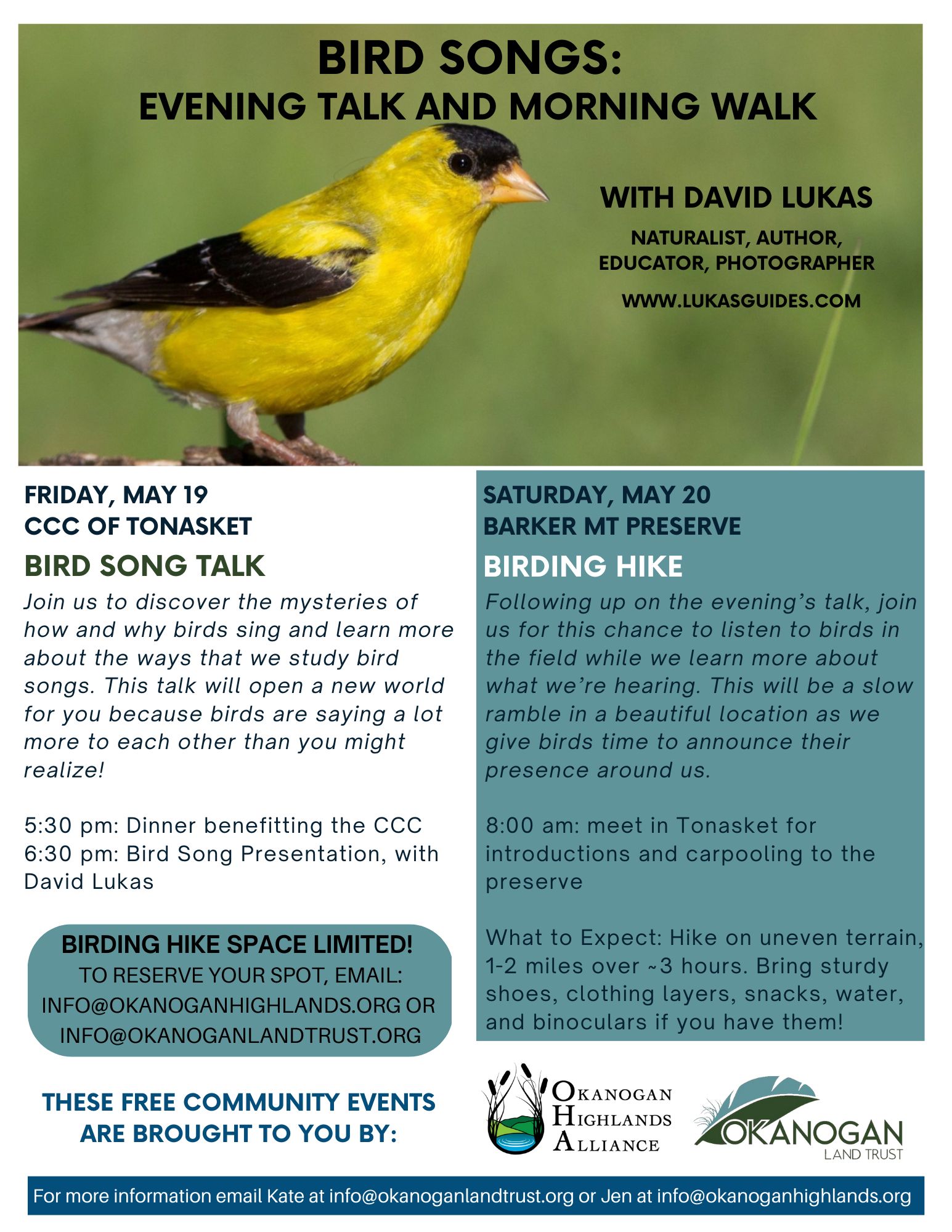 Bird Songs Evening Talk and Morning Walk May 1920, 2023 » OHA